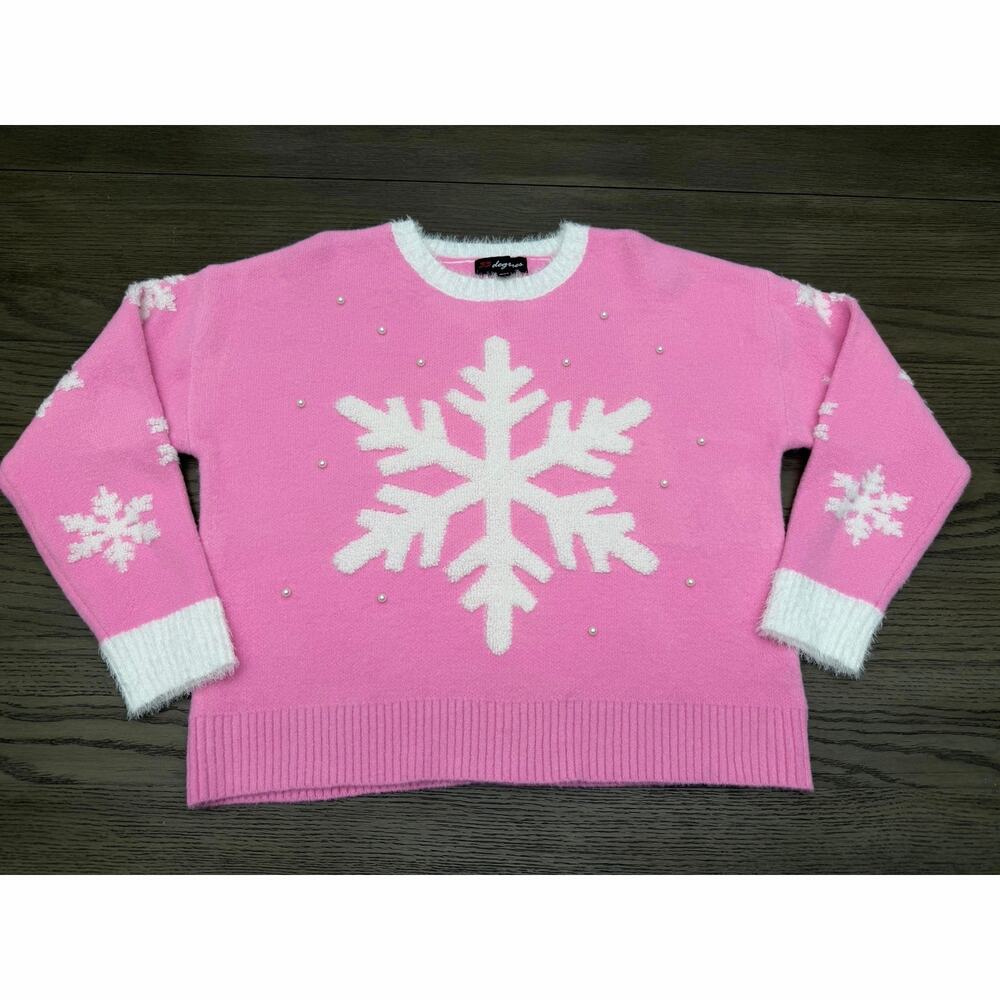33 Degrees Pink Snowflake Sweater Women’s Medium